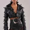 AKIRA Telmo Bow Moto Jacket | Black | Size Medium