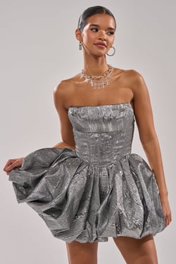 AKIRA Star Of The Night Silver Mini Dress | Size 1X