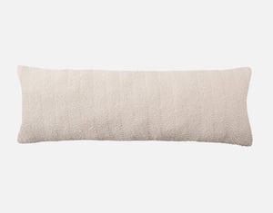 QE Home Ripple Boucle Lumbar Pillow With Removable Insert in Cream, Geometric, White