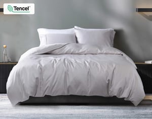 QE Home 500TC Eucalyptus Luxe TENCEL™ Lyocell Sheet Set Duvet Cover, TENCEL™ Lyocell in Silver, Grey, King