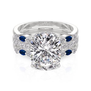 Jeulia Interchangeable Hidden Halo Engagement Ring Set Blue and White Interval