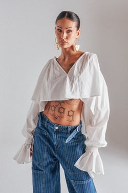 AKIRA Kelly Poplin Blouse | Size 1X