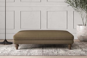 nkuku Deni Large Dining Footstool | Make To Order | Brera Linen Chesnut | No Colour
