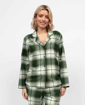 Fern Womens Brushed Check Pyjama Top - 28