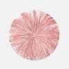 QE Home Pleated Velvet Round Cushion in Flamingo, Pink