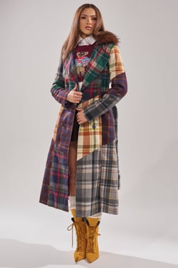 AKIRA Riley Patchwork Trench Coat | Size 1X