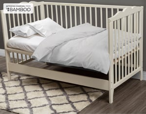 QE Home Bamboo Cotton Crib in Sized Duvet Cover, Bamboo Cotton in Activated Charcoal, Grey