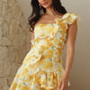 Ultimate Brunch One Shoulder Mini Dress Yellow