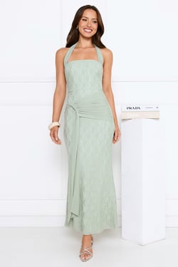 Kissed By Stars Halter Maxi Dress Green