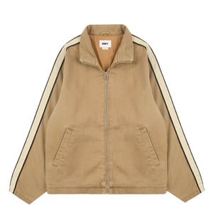 Obey Womens Astrid Stripe Jacket Tan Faded Wash