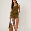 Khaki Green Linen-Blend Top