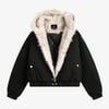 Spliced Fur Hooded Quilted Jacket - 2285 - Black / S