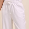 White Linen-Blend Straight Leg Trousers