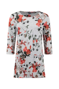 Weird Fish Sidney Printed Brushed Tunic Grey Marl Size 8
