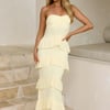 Paradise Found Tiered Maxi Dress Lemon