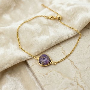 18ct Gold Vermeil Plated Adjustable Amethyst February Birthstone Bracelet