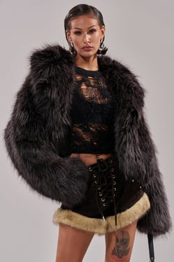 AKIRA Dusk Til Dawn Faux Fur Coat | Size Large/XL
