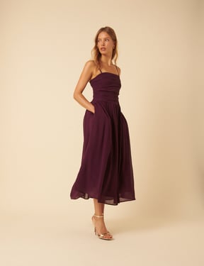 Purple Bandeau Felicity Midi Dress