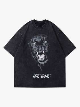 Thesupermade Black Panther Print T-shirt - Black / 2XL
