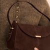 Chocolate Brown Suede Foldover Bag