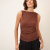 Brown Ruched Side Tie Top