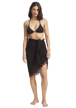 Cotton Gauze Black Sarong - One Size / Black