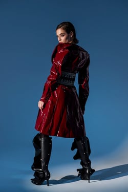 AKIRA Mitica Patent Trench Coat | Size Large
