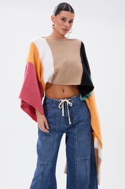 AKIRA I Like It Like That Crop Abstract Sweater