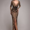 Goddiva Geometric Sequin Plunge Maxi - Black