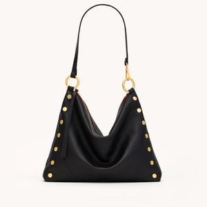 Hammitt Kyle Black Brushed Gold Red Zip Lrg