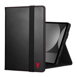 Samsung Galaxy Tab S11 Leather Case - Black with Red Detail