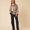Beige Check Frill Quilted Jacket