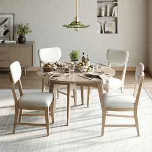 COLAMY PURA Solid Wood Dining Chair with OEKO-TEX® Fabric - Natural / Set of 4