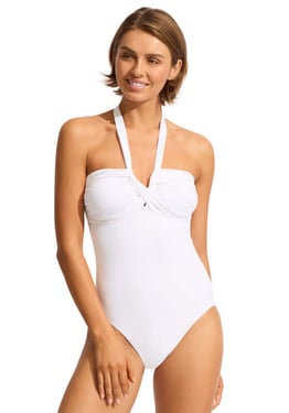 Halter Bandeau Swimsuit White - UK 16 / White