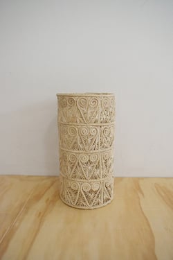Hidden Hearts Handwoven Iraca Hurricane Vase - Full Color (one solid color) / Natural