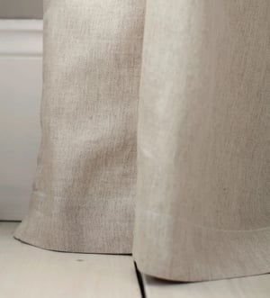 Natural Twill Cotton Linen Blackout Pencil Pleat Curtains (Pair)