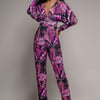 Goddiva Tropical Print Romper - Purple