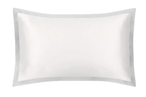 Ivory & Oyster Grey Oxford Pure Silk Pillowcase - Standard / Oxford - Oyster Grey