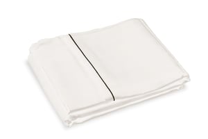 Ivory Pure Silk Flat Sheet - Charcoal Piping - Double / Charcoal