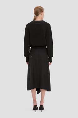 Victoria Beckham Cable Pocket Cardigan In Black - XL - Womens