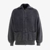 Vintage Chunky Zip Up Knit Jacket - Black / L