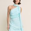 Light Blue Floral Satin Oceane Maxi Dress