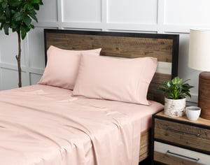 QE Home 310TC Bamboo Cotton Sheet Set in Petal, Pink, Queen