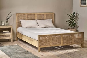 nkuku Saharsa Cane & Mango Wood Bed | Bedroom Furniture | King | Natural