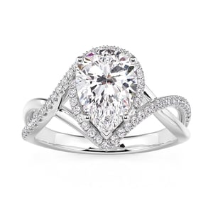 Jeulia Halo Twist Pear Shaped Engagement Ring Sterling Silver