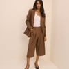 Brown High-Waisted Tailored Culottes