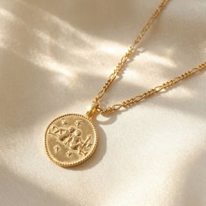 18ct Gold Plated Zodiac Sign Coin Necklace - Capricorn