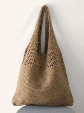 Knit Shoulder Tote - Brown / One-Size