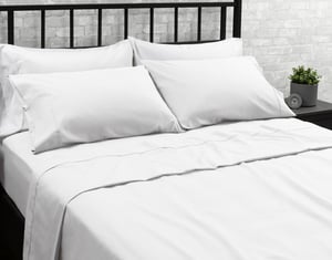 QE Home Organic Cotton Percale Sheet Set in White, GOTS Certified, King