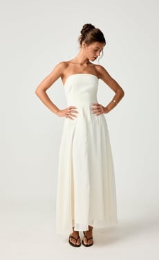 Stella Midi Dress (Cream) - US 6